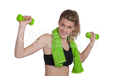 Fitness - Young sportive woman exercise with weights