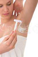 Body care series - Young woman shaving