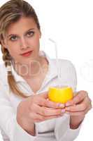 Healthy lifestyle series - Woman holding lemon