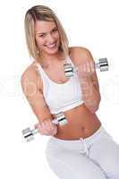Fitness series - Smiling woman with weights