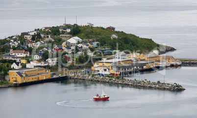 hilly peninsula in sea