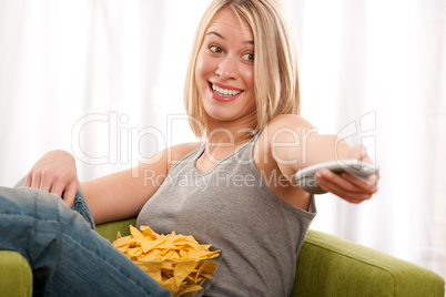 Student - Young woman with remote control