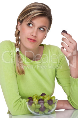 Healthy lifestyle series - Woman with bowl of grapes