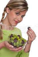 Healthy lifestyle series - Woman holding grapes