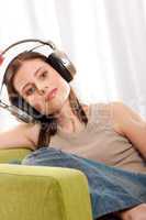 Students series - Beautiful teenage girl listening to music