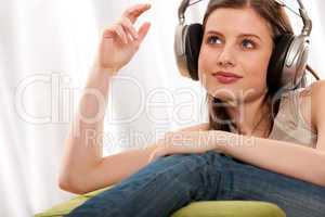 Student series - Beautiful brunette with headphones