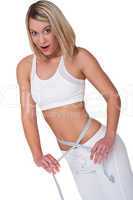 Fitness series - Woman measuring her waist