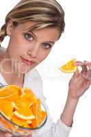 Healthy lifestyle series - Blond woman with oranges