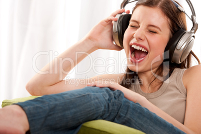 Student series - Young teenage girl listening to music