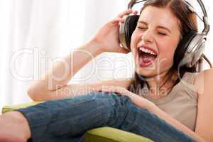 Student series - Young teenage girl listening to music