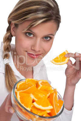 Healthy lifestyle series - Woman holding orange