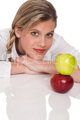 Healthy lifestyle series - Woman with two apples