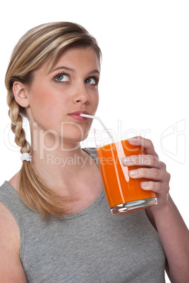 Healthy lifestyle series - Blond woman with carrot juice