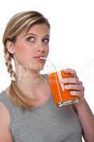 Healthy lifestyle series - Blond woman with carrot juice