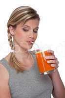 Healthy lifestyle series - Woman with carrot juice