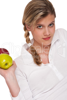 Healthy lifestyle series - Woman holding two apples