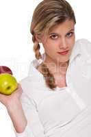 Healthy lifestyle series - Woman holding two apples