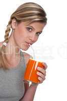 Healthy lifestyle series - Blond woman with carrot juice