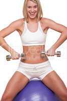 Fitness series - Smiling woman with weights