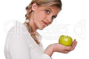 Healthy lifestyle series - Woman holding green apple