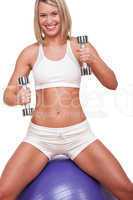 Fitness series - Smiling blond woman with weights