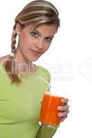 Healthy lifestyle series - Blond woman holding carrot juice