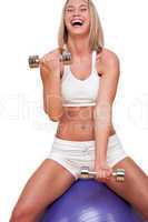 Fitness series - Blond woman with weights