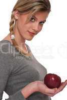 Healthy lifestyle series - Woman holding red apple