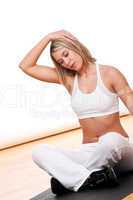 Fitness series - Blond woman stretching
