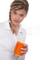 Healthy lifestyle series - Woman with glass of carrot juice