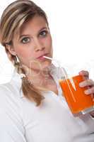 Healthy lifestyle series - Woman drinking carrot juice