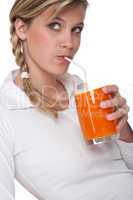 Healthy lifestyle series - Woman drinking carrot juice