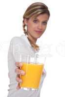 Healthy lifestyle series - Woman holding glass of orange juice