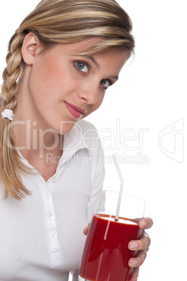 Healthy lifestyle series - Woman with glass of tomato juice