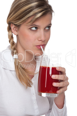 Healthy lifestyle series - Woman drinking tomato juice