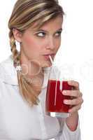 Healthy lifestyle series - Woman drinking tomato juice