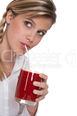 Healthy lifestyle series - Woman drinking tomato juice