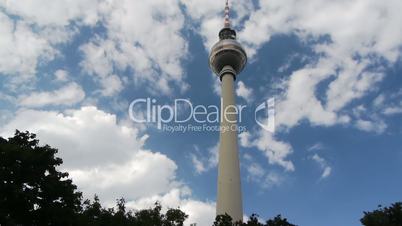 Berlin - TV Tower with Fast Moving Clouds - Time Lapse