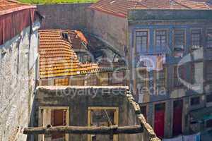 destroyed houses, Porto, Portugal