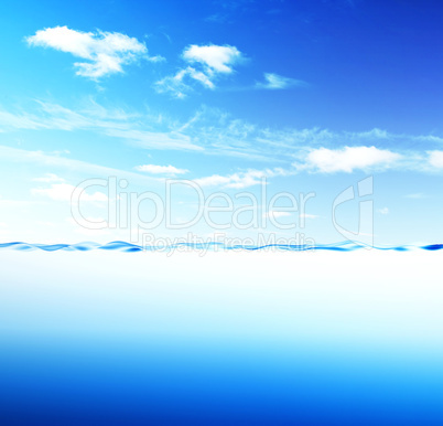 blue water wave and sky