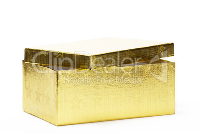goldene leicht geöffnete geschenkbox