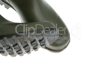 Detail of green rubber boots