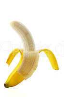 eine geschälte banane stehend