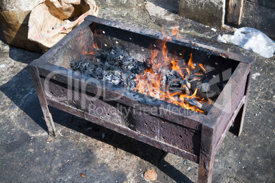 Brazier on a street