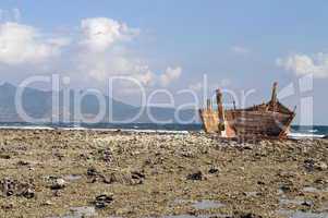 Shipwreck in shoreline