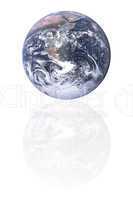Planet earth with reflection