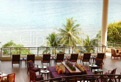 Lounge sea view area at luxury hotel, Phuket, Thailand