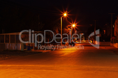Colorful deserted country road at nightime