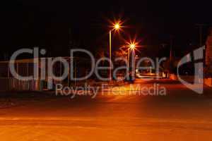 Colorful deserted country road at nightime