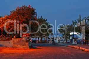 Colorful deserted country road at nightime